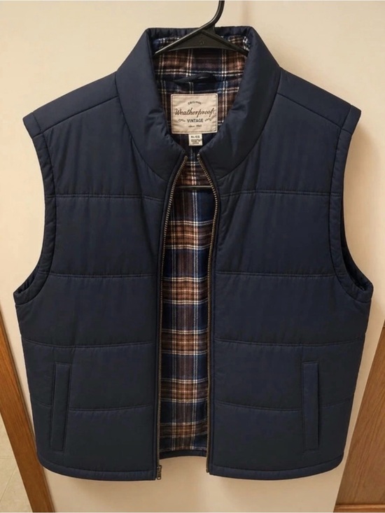 Weatherproof Other - Weatherproof Navy Quilted Puffer Vest with Plaid Lining